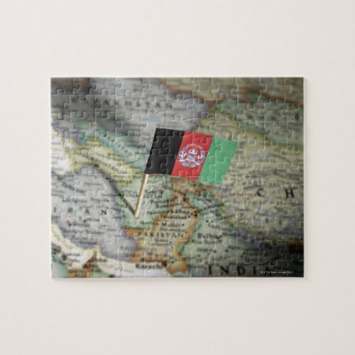 Afghanistan flag in map jigsaw puzzle