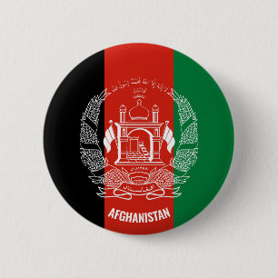Afghanistan Flag Inscription Black Red Green Button