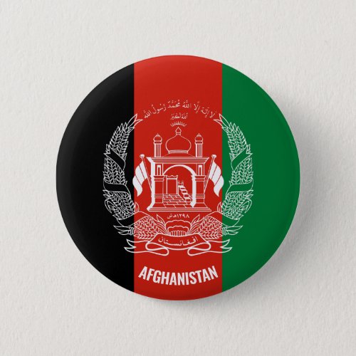 Afghanistan Flag Inscription Black Red Green Button