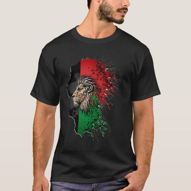 Afghanistan Flag Lion Free Afghanistan T-Shirt (Front)