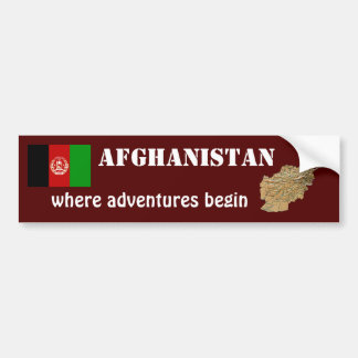 Afghanistan Flag + Map Bumper Sticker