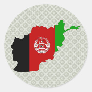 Afghanistan Flag Map full size Classic Round Sticker