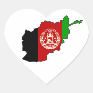 Afghanistan Flag Map Heart Sticker