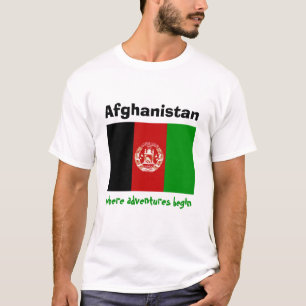 Afghanistan Flag + Map + Text T-Shirt