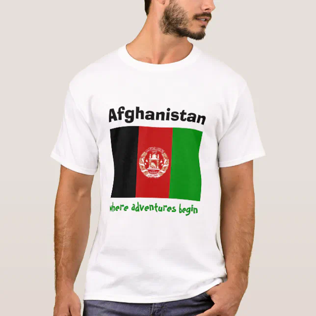 Afghanistan Flag + Map + Text T-Shirt | Zazzle