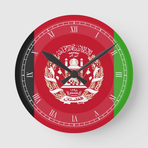 Afghanistan Flag Round Clock