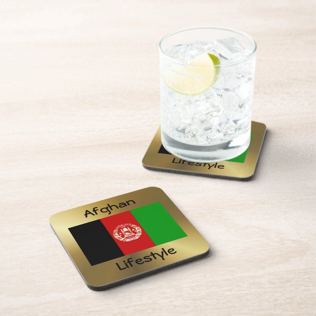 Afghanistan Flag+Text Coaster (Right Side)