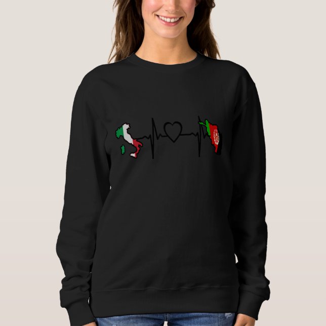 Afghanistan Italy Flag Afghan Italian Heartbeat Sweatshirt (Front)