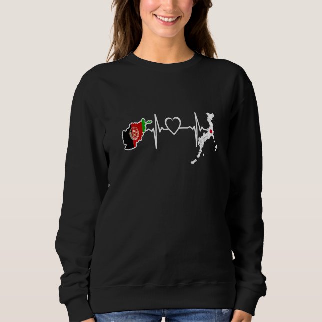 Afghanistan Japan Flag Afghan Japanese Heartbeat   Sweatshirt (Front)