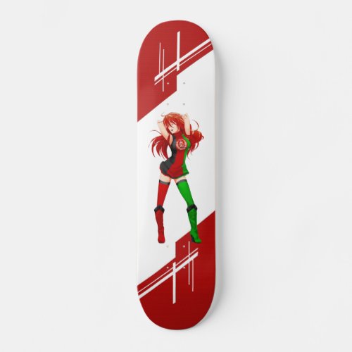 Afghanistan Manga Anime girl dressed in Flag Skateboard