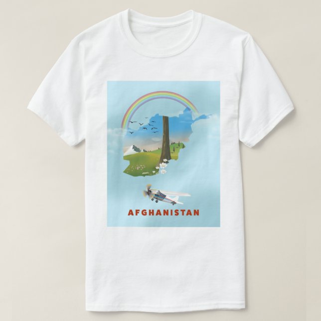 Afghanistan Map landscape travel poster T-Shirt (Design Front)