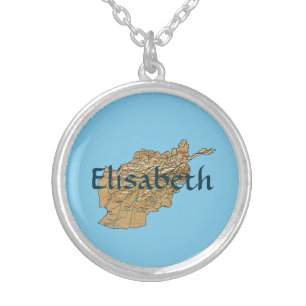 Afghanistan Map + Name Necklace