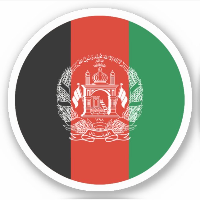Afghanistan (Old) Flag Round Sticker (Front)