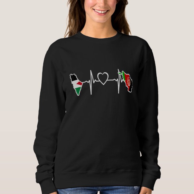 Afghanistan Palestine Flag Afghan Palestinian Hear Sweatshirt (Front)
