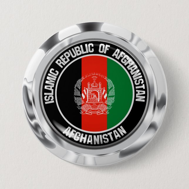 Afghanistan Round Emblem Button (Front)