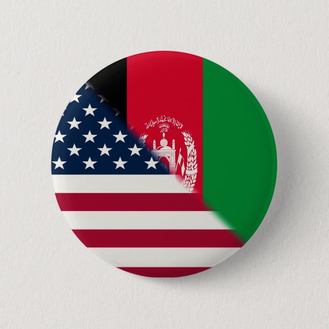 Afghanistan USA Flag | Half Afghan American Button (Front)