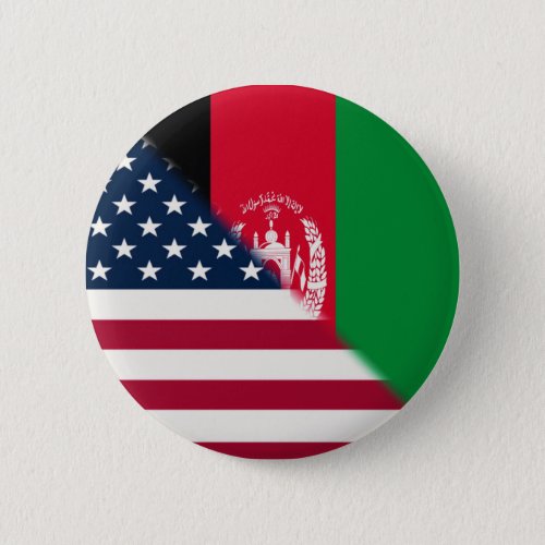 Afghanistan USA Flag  Half Afghan American Button