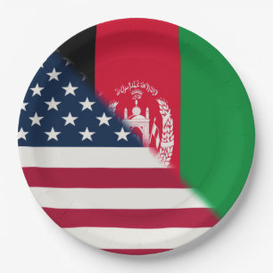Afghanistan USA Flag   Half Afghan American Paper Plates