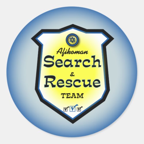 Afikoman Search  Rescue Team Classic Round Sticker