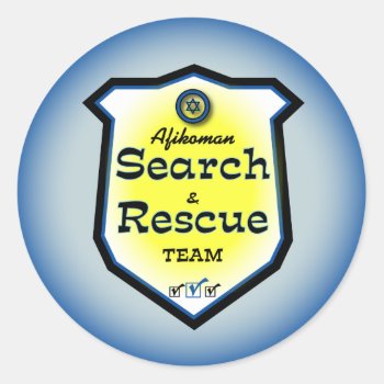 Afikoman Search & Rescue Team Classic Round Sticker by Lowschmaltz at Zazzle