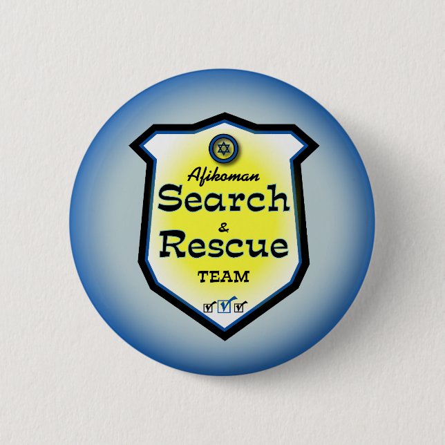 Afikoman Search & Rescue Team Pinback Button (Front)