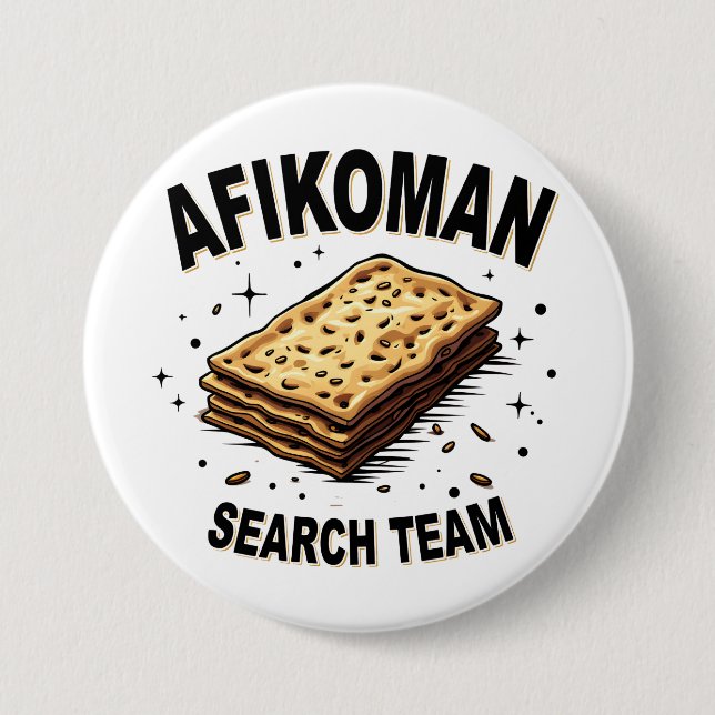 Afikoman search team Hanukkah Jewish Food Lovers Button (Front)