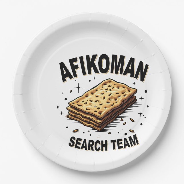 Afikoman search team Hanukkah Jewish Food Lovers Paper Plates (Front)