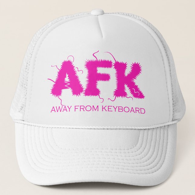 AFK Away from Keyboard Funny Hot Pink Typography Trucker Hat (Front)