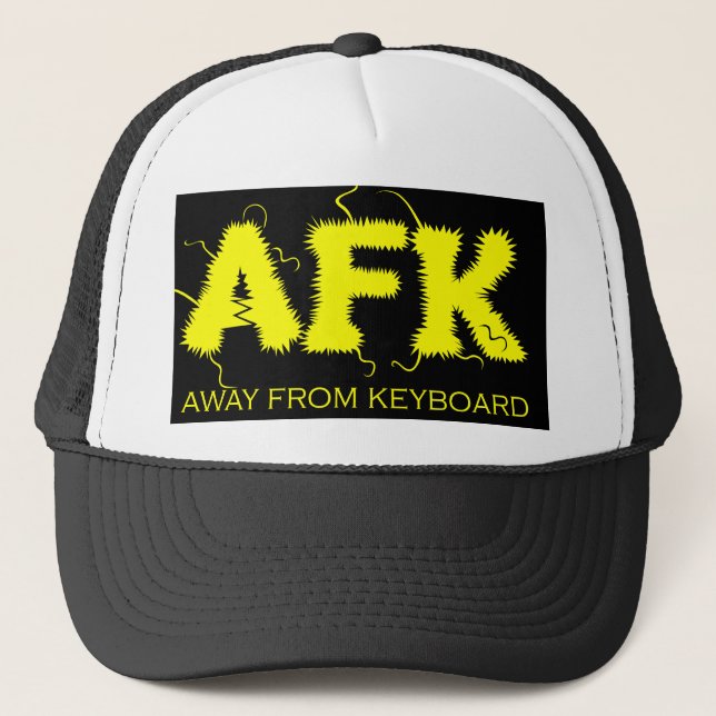 AFK Away from Keyboard Funny Yellow Typography Trucker Hat (Front)