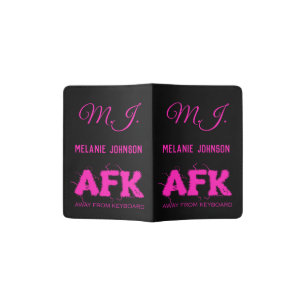 AFK Away from Keyboard Typography Black Hot Pink Passport Holder