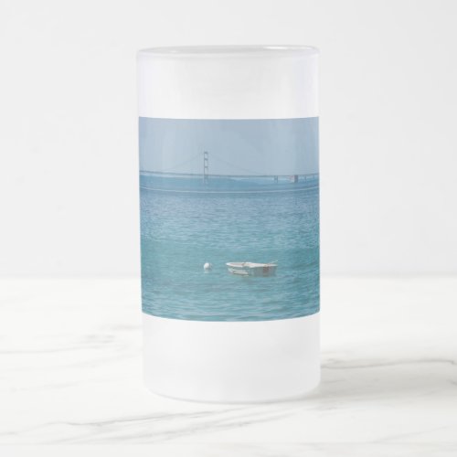Afloat At Mackinac Frosted Glass Beer Mug