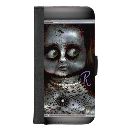 Afraid Doll Scary Halloween Monogram iPhone 87 Plus Wallet Case