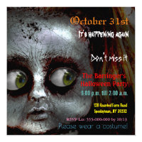 Afraid Doll Scary Halloween Semi Gloss Invitation