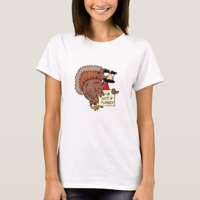 Afraid Turkey Disguise Joke Humor Funny Thanksgivi T-Shirt (Front)