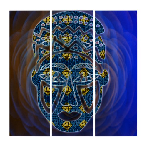 Afri Glowing Mask Triptych Wall Art