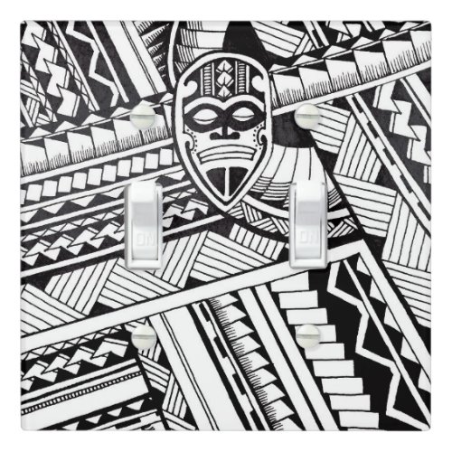 Afriacan Tribal Tattoo Black and White Pattern Light Switch Cover