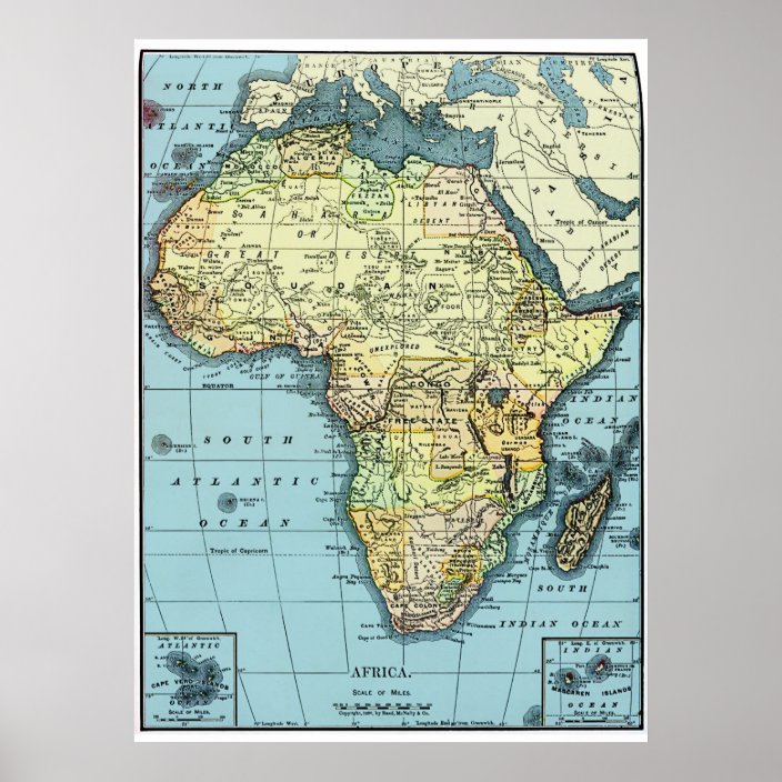 Africa 1890 Vintage Map Poster | Zazzle.com