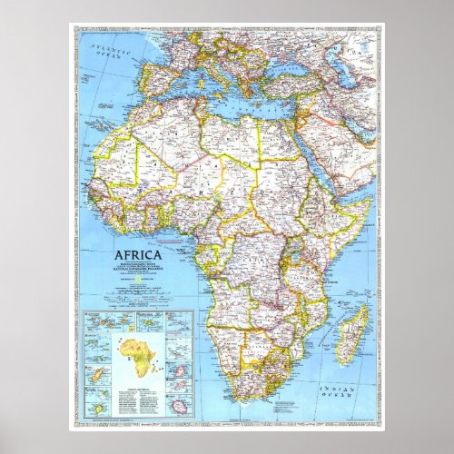  Africa 1990 Detailed Countries MAP  Poster