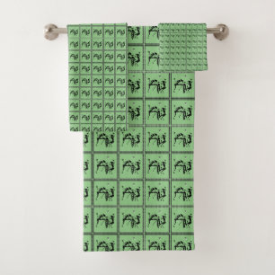 Africa, Abstract art, green, Moonlight Dance Bath Towel Set