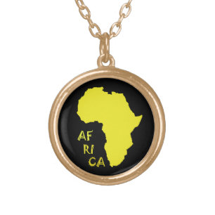 Africa African Continent Map Gold Plated Necklace