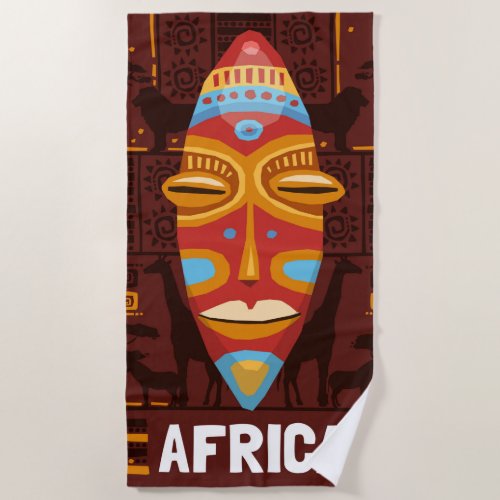 Africa African Mask  Beach Towel