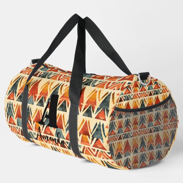 Africa Amhara Ethiopia Geometric Ethnic Pattern 1 Duffle Bag (Right Corner)
