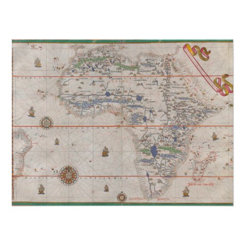 Africa Ancient Manuscript Atlas 1587 Vintage Map Poster