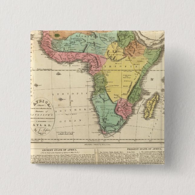 Africa Atlas Map 2 Pinback Button (Front)