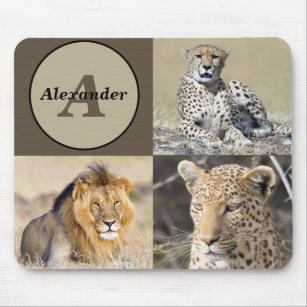 Africa Big Cats photos personalized Monogram Mouse Pad