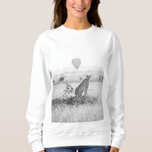 Africa _ Black and White _ Cheetah and Balloon Sweatshirt