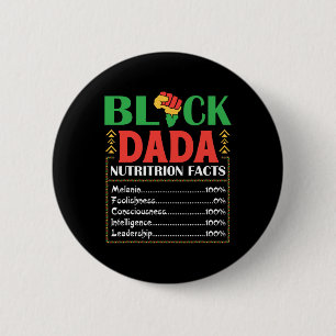 Africa Black Dada Nutrition Fact Melanin Conscious Button