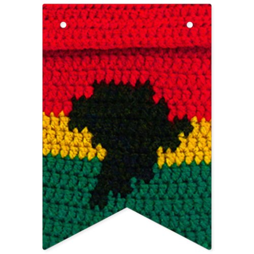 Africa Black Red Gold Green Artisan Crochet Print Bunting Flags