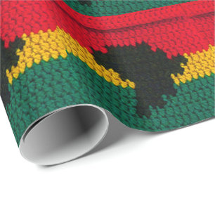 Africa Black Red Gold Green Artisan Crochet Print Wrapping Paper
