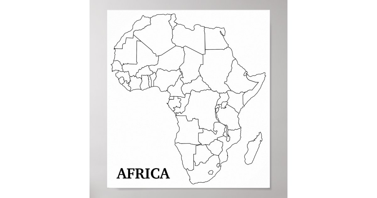 Africa Blank Map Poster Zazzle Com